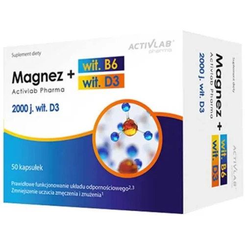 ActivLab Pharma Magnez B6 + D3, 50 kapsułek - Magnez, wzbogacony witaminami B6 i D3