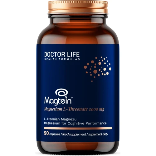 Doctor Life Magtein Magnesium L-Threonate, 90 kapsułek - Magnez w formie L–treonianu wspiera pracę układu nerwowego i funkcje psychologiczne