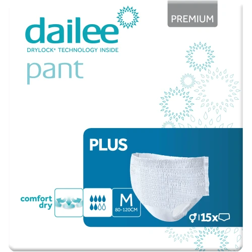 Dailee Pant Premium Plus Majtki chłonne M, 15 sztuk - Dla dorosłych ze średnim i ciężkim nietrzymaniem moczu