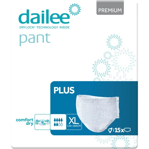 Dailee Pant Premium Plus Majtki chłonne XL, 15 sztuk - Dla dorosłych ze średnim i ciężkim nietrzymaniem moczu