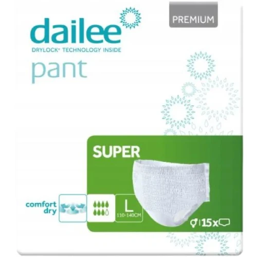 Dailee Pant Premium Super Majtki chłonne L, 15 sztuk - Dla dorosłych z ciężkim nietrzymaniem moczu