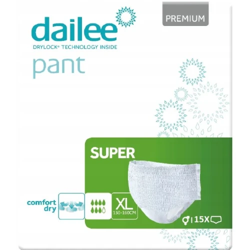 Dailee Pant Premium Super Majtki chłonne XL, 15 sztuk - Dla dorosłych z ciężkim nietrzymaniem moczu