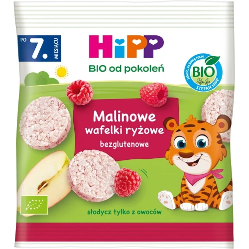 HiPP Malinowe wafelki ryżowe BIO, 30g - Dla dzieci od 7. miesiąca życia