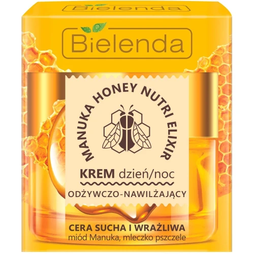 Bielenda Manuka Honey Nutri Elixir Odżywczo-nawilżający krem dzień/noc cera sucha i wrażliwa, 50 ml - Z miodem Manuka i mleczkiem pszczelim
