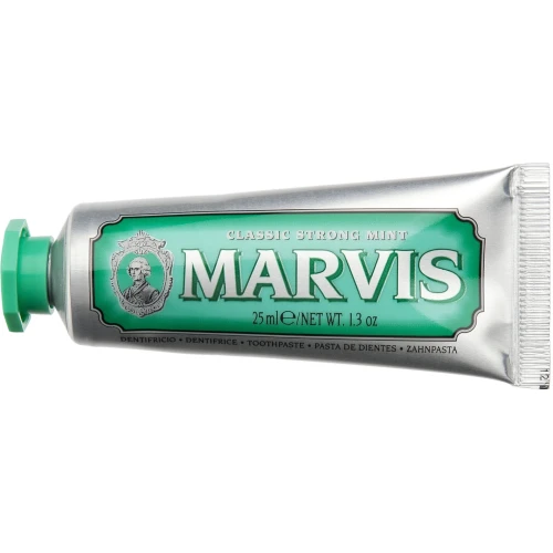 Marvis Strong Mint Pasta do zębów o smaku intensywnej mięty, 25 ml - Skutecznie odświeża oddech, chroni przed próchnicą