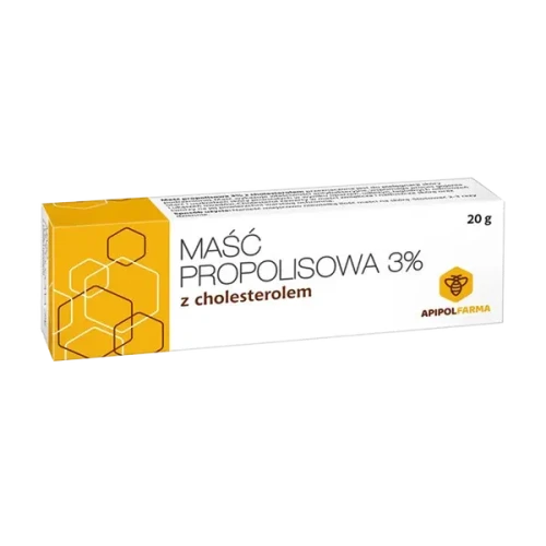 Maść propolisowa 3% z cholesterolem, 20 g - Wspomaga gojenie ran, otarć i pęknięć skóry