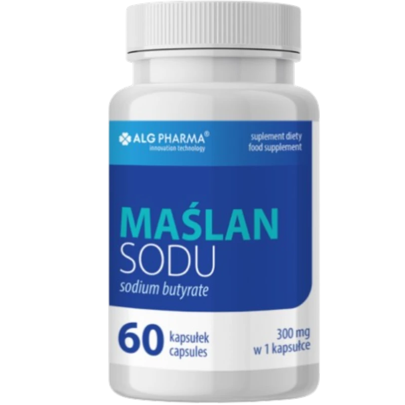 Alg Pharma Maślan Sodu, 60 kapsułek - Z maślanem sodu,  który wspiera jelita w chorobach przewodu pokarmowego