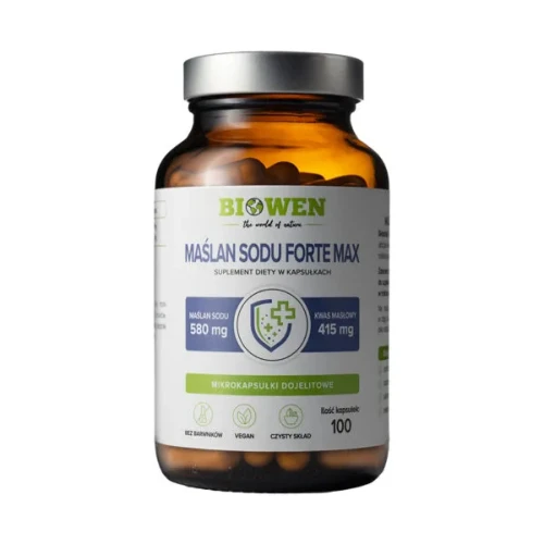 Biowen Maślan sodu Forte Max 580 mg, 100 kapsułek - Wspiera prawidłowe funkcjonowanie jelit