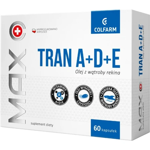 Max Tran A + D + E, 60 kapsułek - Z olejem z wątroby rekina