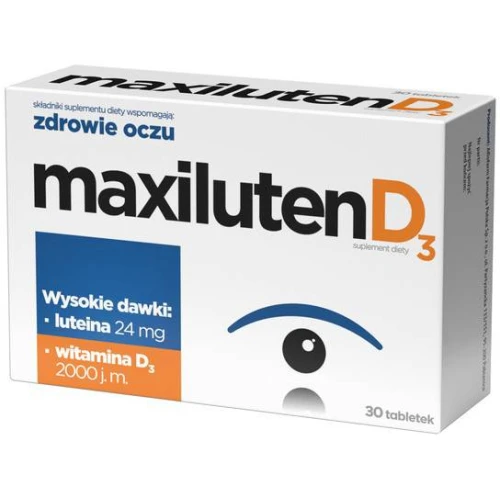 Maxiluten D3, 30 tabletek - Z Luteiną i zeaksantyną, które wspierają wzrok oraz z witaminą D