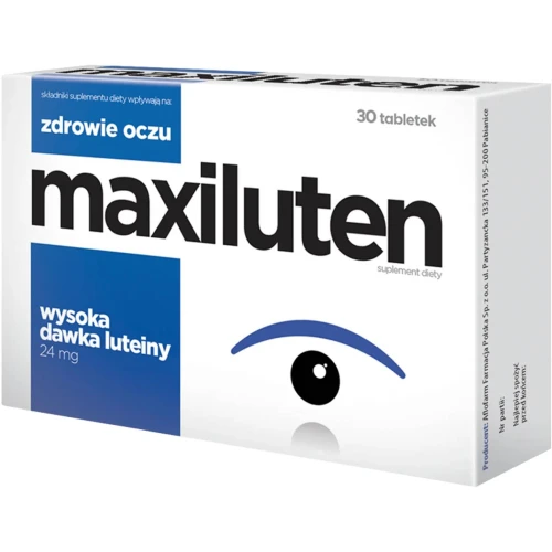 Maxiluten, luteina 24 mg, 30 tabletek - Z Luteiną i zeaksantyną, które wspierają wzrok 