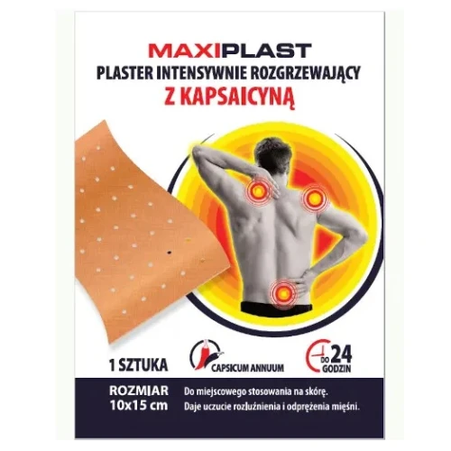 MaxiPlast Plaster intensywnie rozgrzewający z kapsaicyną 10 cm x 15 cm, 1 sztuka - Rozluźnienie i ulga mięśniowa