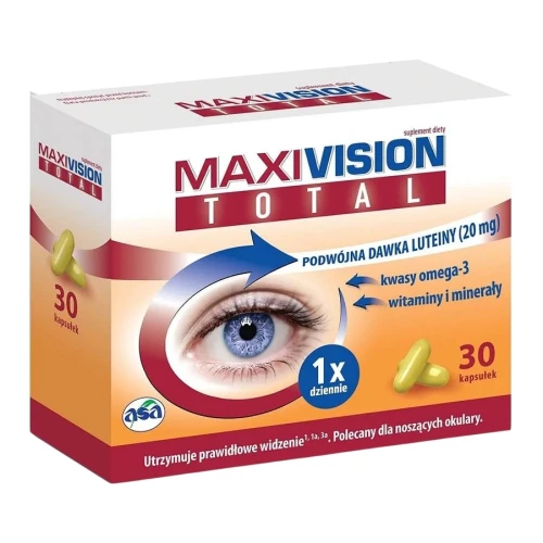 MaxiVision Total, 30 kapsułek - DHA i witaminy wspierają jakość i ostrość widzenia