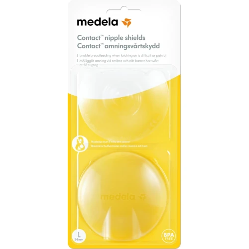 Medela Contact Silikonowe nakładki na brodawki, rozmiar L, 2 sztuki - Kapturki do karmienia