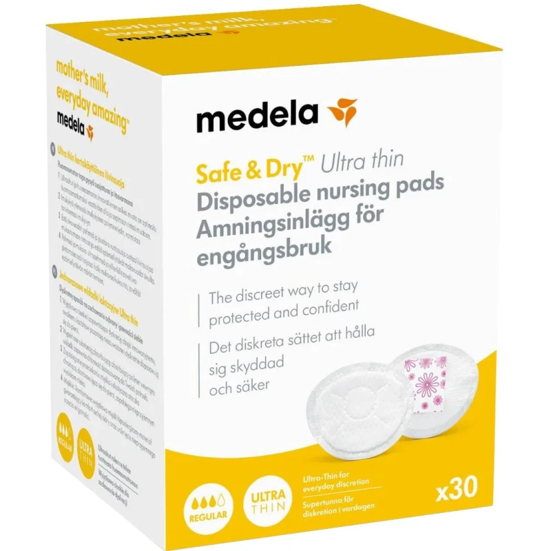Medela Ultra Thin Wkładki laktacyjne jednorazowe, 30 sztuk - Do stosowania przy słabych lub umiarkowanych wyciekach pokarmu