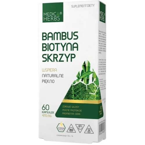 Medica Herbs Bambus Biotyna Skrzyp, 60 kapsułek - Wsparcie kondycji skóry, włosów i paznokci
