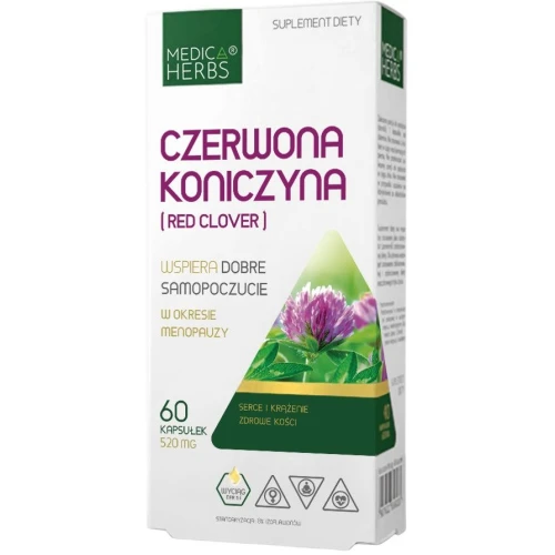 Medica Herbs Czerwona Koniczyna (Red Clover), 60 kapsułek - Wsparcie kobiet w okresie menopauzy
