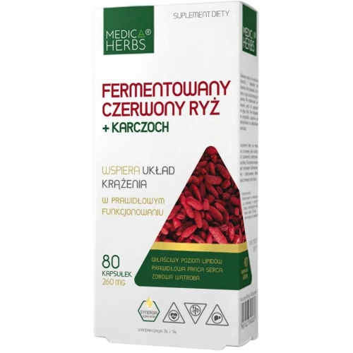 Medica Herbs Fermentowany Czerwony Ryż + Karczoch, 80 kapsułek - Wsparcie serca i lipidów
