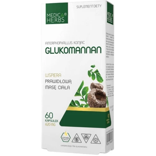 Medica Herbs Glukomannan, 60 kapsułek - Wsparcie kontroli masy ciała i diety redukcyjnej