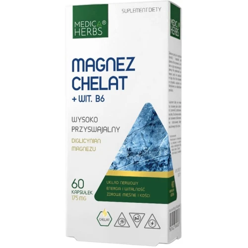 Medica Herbs Magnez Chelat + Wit. B6, 60 kapsułek - Wsparcie układu nerwowego i mięśni