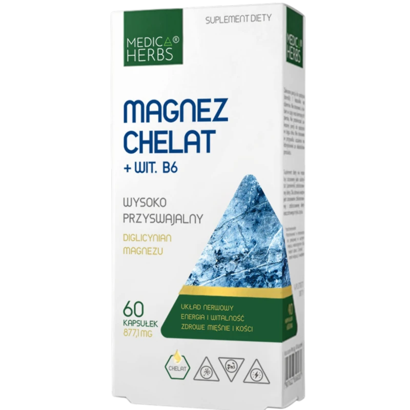 Medica Herbs Magnez Chelat + Wit. B6, 60 kapsułek - Wsparcie układu nerwowego i mięśni