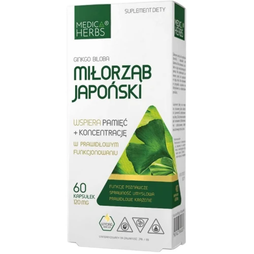 Medica Herbs Miłorząb Japoński, 60 kapsułek - Wsparcie pamięci, koncentracji i krążenia
