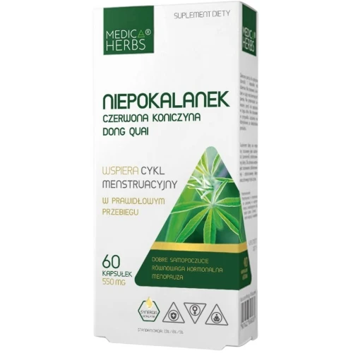 Medica Herbs Niepokalanek Koniczyna Dong Quai, 60 kapsułek - Naturalne wsparcie dla kobiet