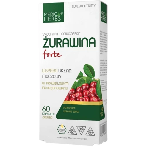 Medica Herbs Żurawina Forte, 60 kapsułek - Wsparcie dróg moczowych i odporności