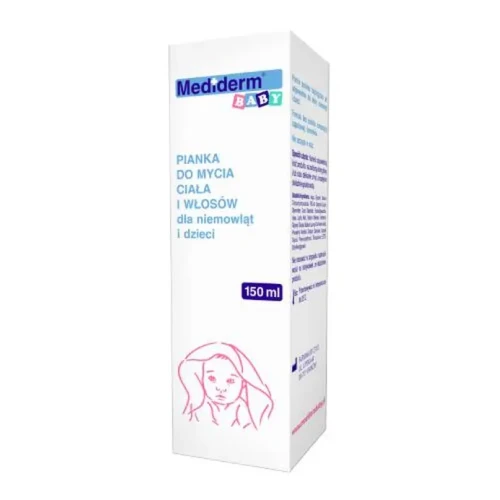 Mediderm Baby Pianka do mycia ciała i włosów, 150 ml - Łagodna formuła 2w1 do skóry wrażliwej