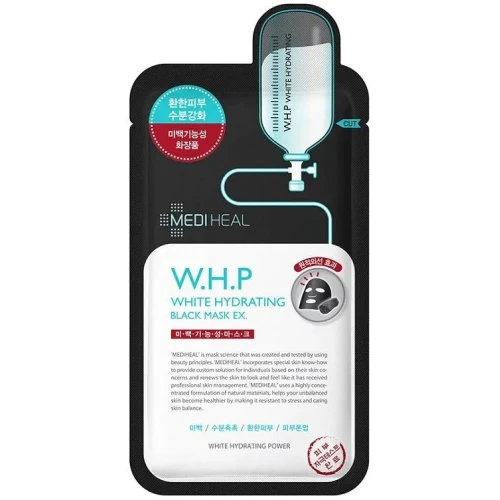 Mediheal W.H.P. Czarna maska nawilżająco-wybielająca, 25 ml - Z niacynamidem i węglem Binchotan