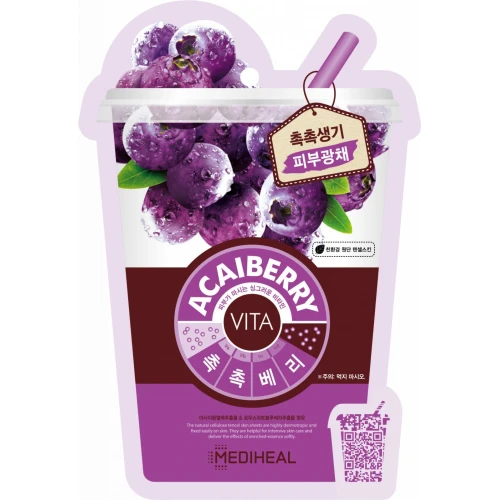 Mediheal Acaiberry Maska w płachcie rewitalizująca, 20 ml - Z jagodami acai i antyoksydantami