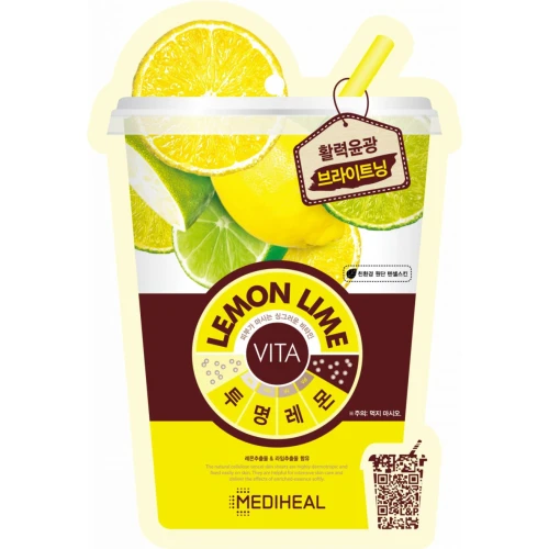 Mediheal Lemon Lime Rozświetlająca maska w płachcie, 20 ml - Na przebarwienia i niedoskonałości