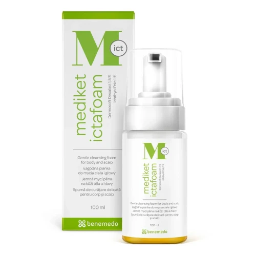 Mediket Ictafoam Łagodna pianka do mycia ciała i głowy, 100 ml - Dla osób z ASZ lub ŁZS