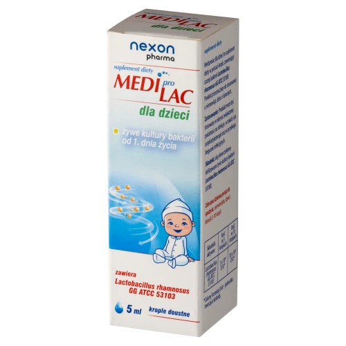 Nexon Pharma Mediprolac dla dzieci krople doustne, 5 ml - Probiotyk dla niemowląt