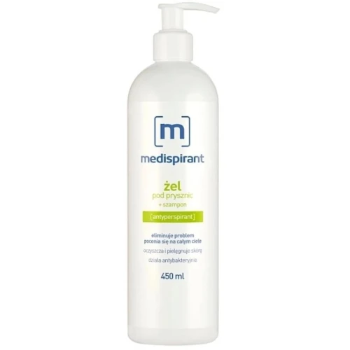 Medispirant Żel pod prysznic, 450 ml - Antyperspiracyjny żel przeciw nadmiernej potliwości ciała i skóry głowy