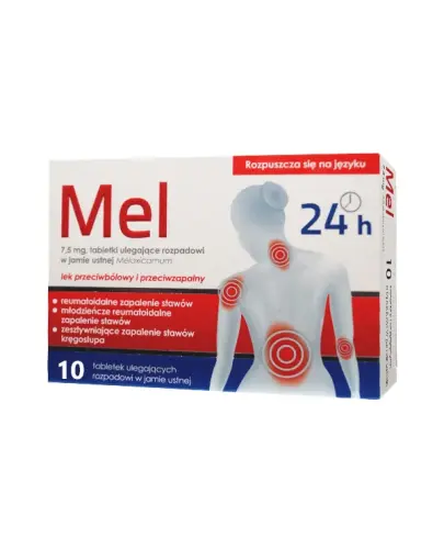 Mel tabletki ulegające rozpadowi w jamie ustnej, 10 sztuk - Tabletki przeciwbólowe i przeciwzapalne z meloksykamem