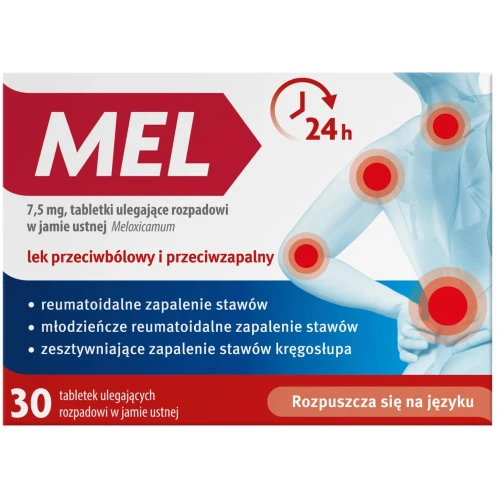 Mel 7,5 mg, 30 tabletek ulegających rozpadowi w jamie ustnej - Przeciwbólowe i przeciwzapalne z meloksykamem