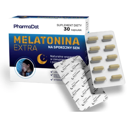 Melatonina Extra, 30 kapsułek - Kapsułki ze składnikami ułatwiającymi zasypianie