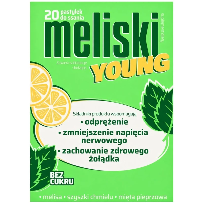 Meliski Young, 20 pastylek do ssania - Pastylki uspokajające dla młodzieży