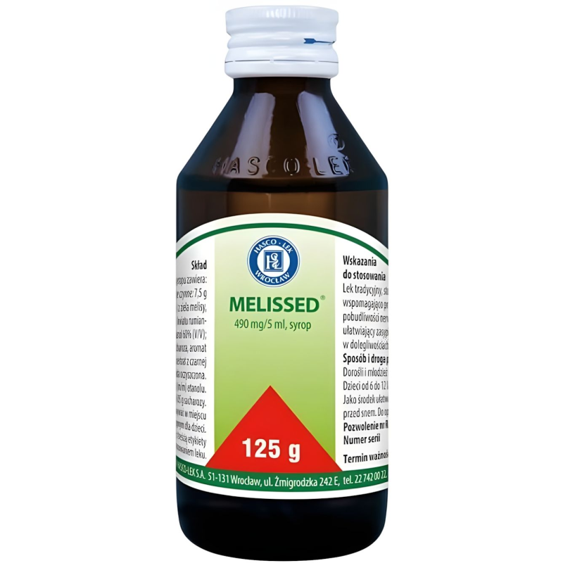 Melissed, 490 mg/5 ml, syrop,  125 g - Leczniczy produkt roślinny z m.in. płynnym wyciągiem z ziela melisy