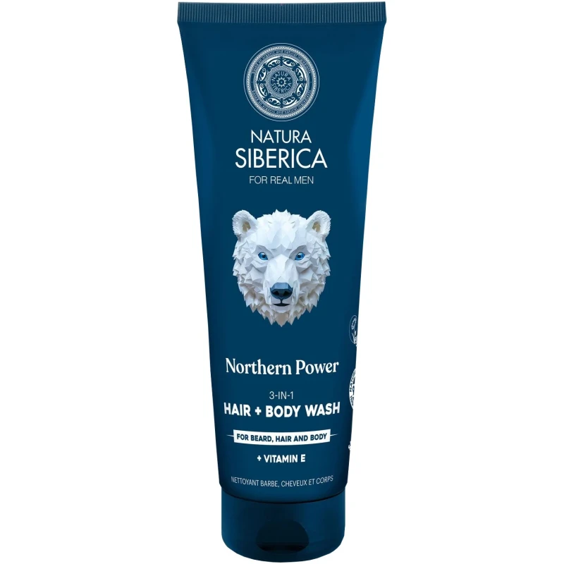Natura Siberica Men Arctic Wild Szampon dla mężczyzn 3w1 do włosów, brody i ciała 200 ml - Kompleksowe oczyszczanie i odświeżenie