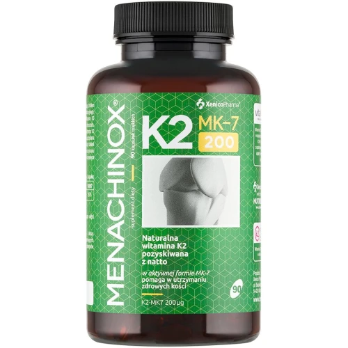 Menachinox K2 200 µg, 90 kapsułek - Wysoka dawka naturalnej witaminy K2 (MK-7) z natto