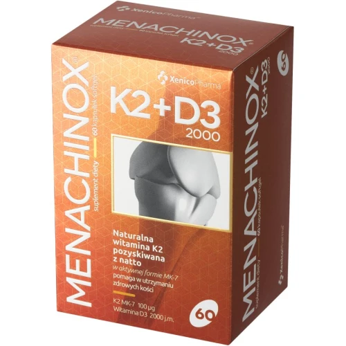 Menachinox K2+D3 2000, 60 kapsułek - Wsparcie utrzymania mocnych kości