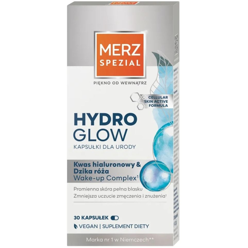 Merz Spezial Hydro Glow, 30 kapsułek - Kompleks z kwasem hialuronowym i dziką różą – skóra pełna blasku i redukcja zmęczenia