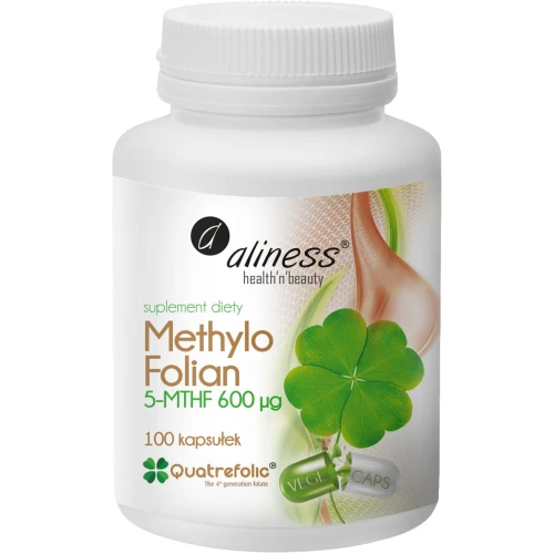 Aliness Methylo Folian 5-MTHF 600 μg, 100 kapsułek - Z aktywną formą kwasu foliowego