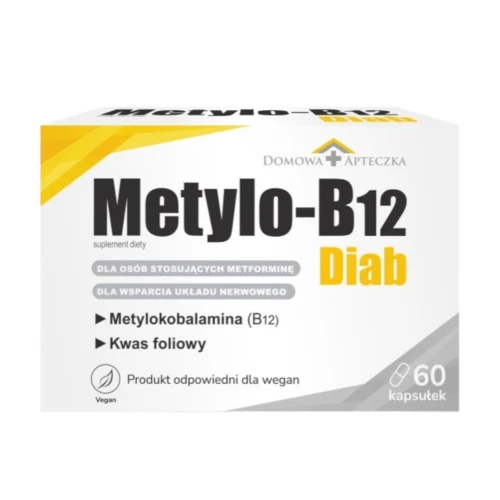 Domowa Apteczka Metylo-B12 Diab, 60 kapsułek - Z witaminą B12 i kwasem foliowym