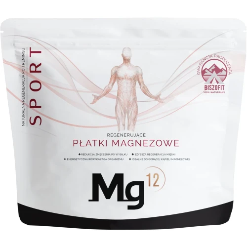 Mg12 Sport Płatki magnezowe do kąpieli (100% biszofit), 1000 g - Do kąpieli regeneracyjnej po treningu i wysiłku