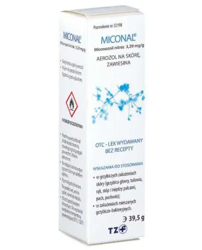 Miconal aerozol na skórę 39,5 g - Zawiesina z mikonazolem o działaniu przeciwgrzybiczym
