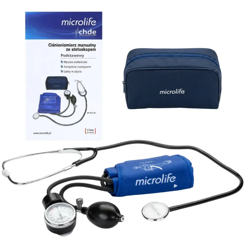 Microlife Ciśnieniomierz manualny  zegarowy ze stetoskopem AG1-20, 1 sztuka - Do tradycyjnego pomiaru osłuchowego + mankiet M (22–32 cm)