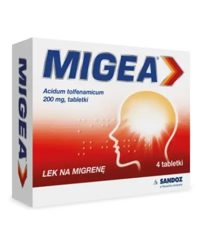 Migea 200mg, 4 tabletki - Z kwasem tolfenamowym o działaniu przeciwbólowym, przeciwzapalnym i przeciwgorączkowym
